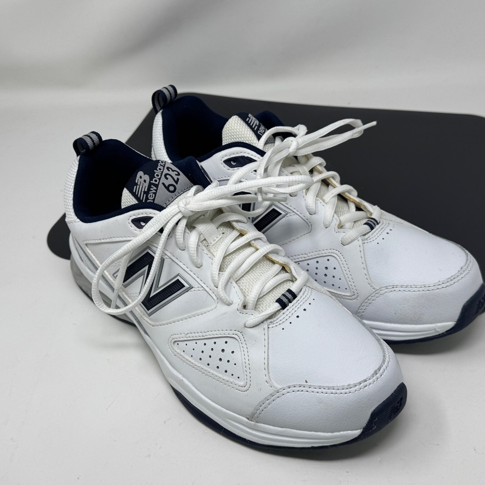 New Balance 623 Mx623wn3 White/Navy Cross Training Shoes Size 9.5 D never used